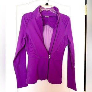 Karma Luxe Clara‎ Violet Athletic Full Zip Jacket with Peplum and mesh back💜